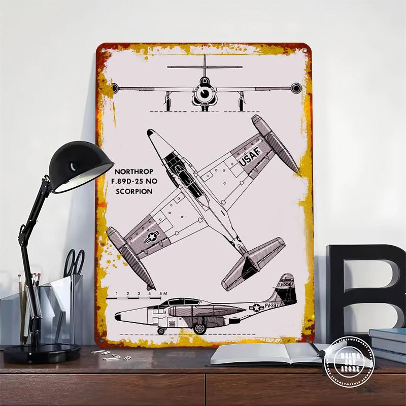 Northrop F89D Scorpion Jet Tinplate Poster Customized Wall Art Vintage Retro Metal Signs for Room Decorations Coffee Bar Decor
