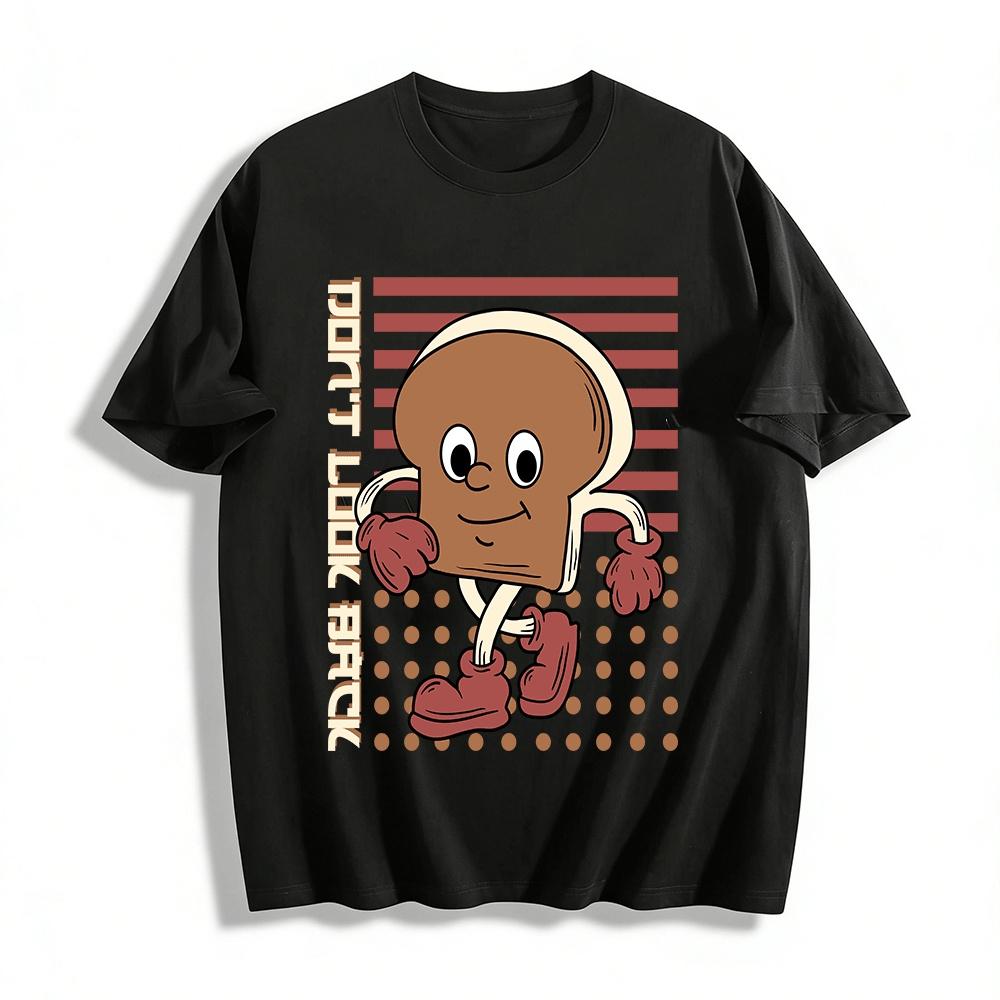

Vintage Toast Character Print Casual Top Pure cotton T-shirt XXS