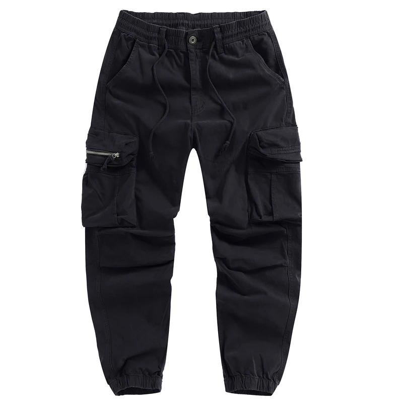 Frühling Herbst Mode Herren Baumwolle Arbeitshose Herren Lässige Schwarze Hose Herren Armeegrün Cargohose Herren Elastische Taille Hose