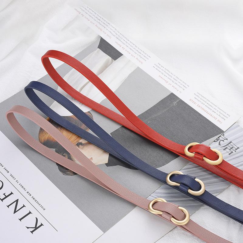 105cm Women's Belt Korean Style Fashion Thin Belt Girls Dress Shirt Versatile and Simple No Punching Pu Small Belt