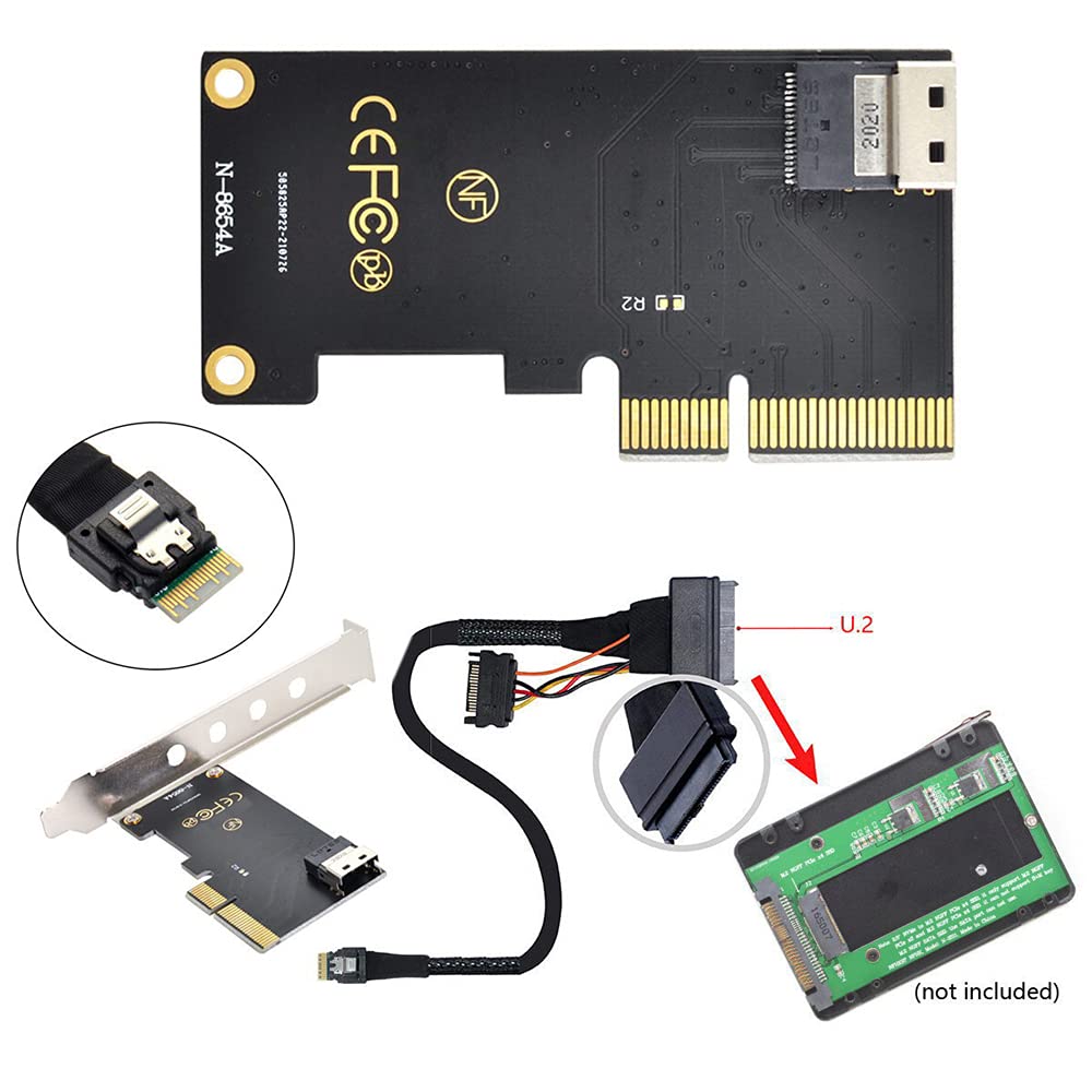 NFHK U.2 SFF-8639 NVMe PCIe SSD Cable and PCI-E 3.0 4.0~SFF-8654 SAS Card Adapter