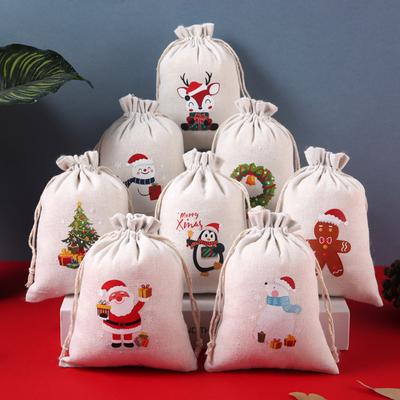 Drawstring Gift Bags Linen Christmas Candy Bag Jewelry Storage Pouch Party Wedding Favors Gift Packaging Pocket Decoration