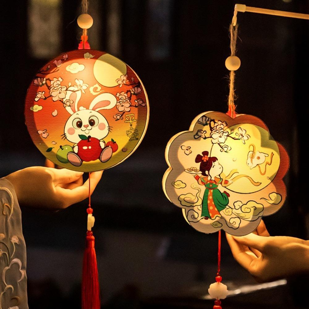 DIY Portable Flower Lantern Rabbit Luminous Toys DIY Material Package Handheld Lantern  Children's