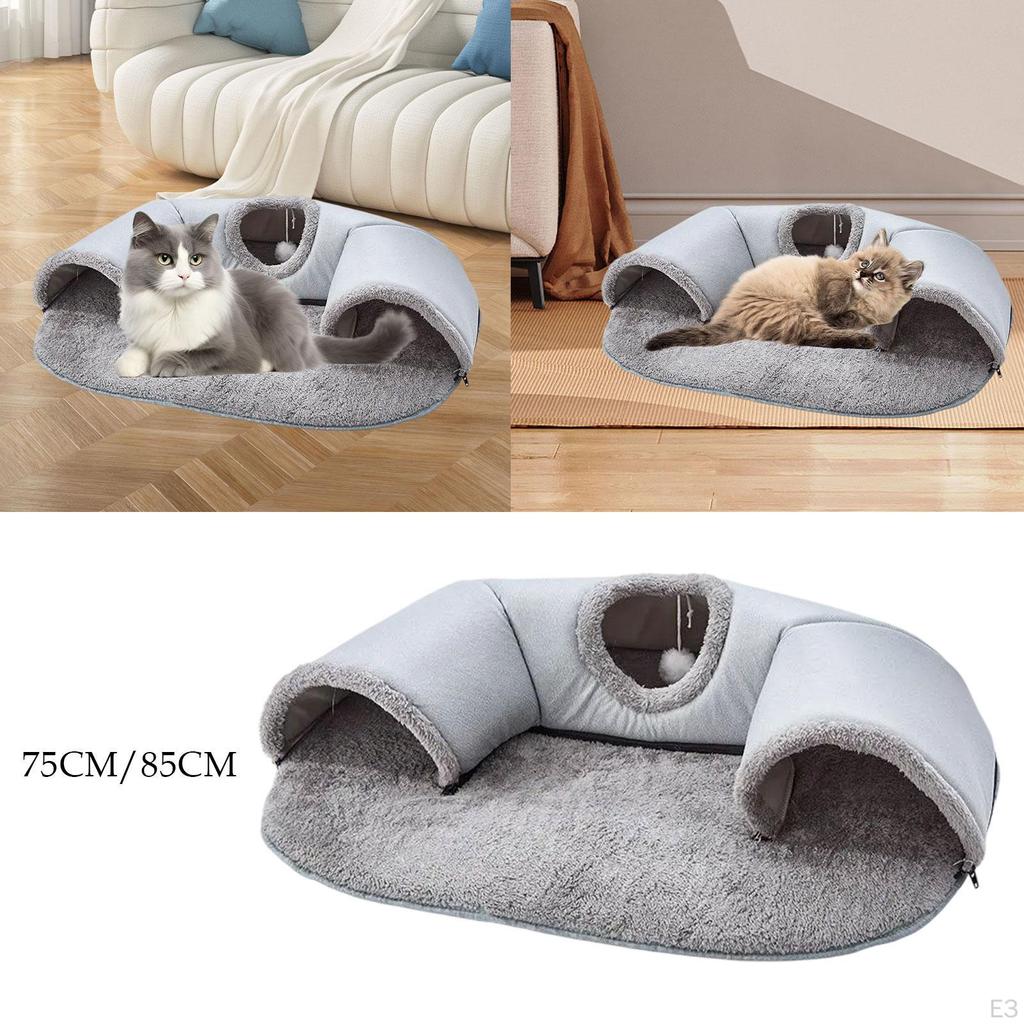 Cat Activity Center Carpet Tunnel Playground, Removable Mat Rug 2 In 1 Bed