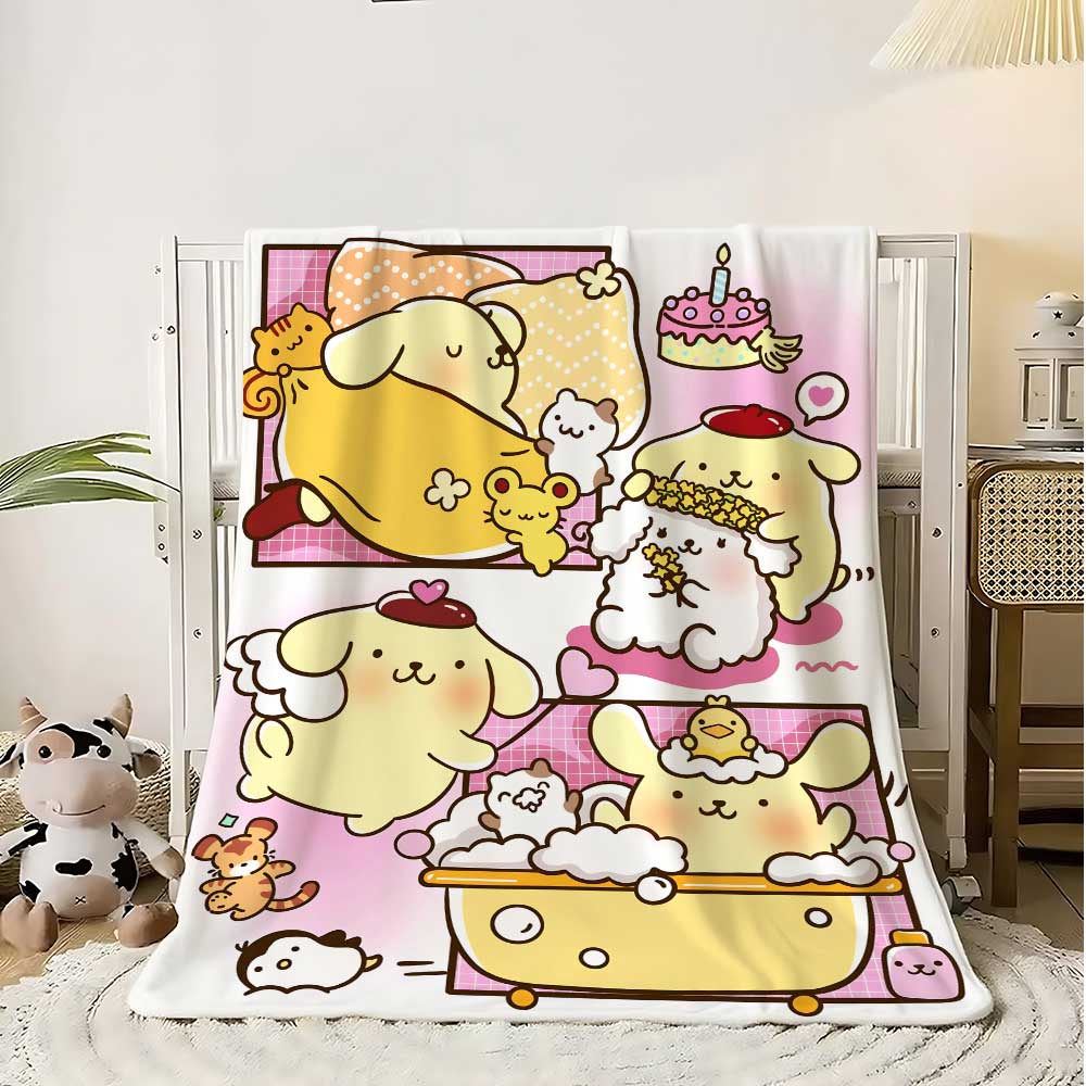 Kawaii PomPomPuris Designer Blanket for Sofas Sofa Blankets & Throws Bed Throw Home Interior Luxury Bedding Fluffy Plaid Knee