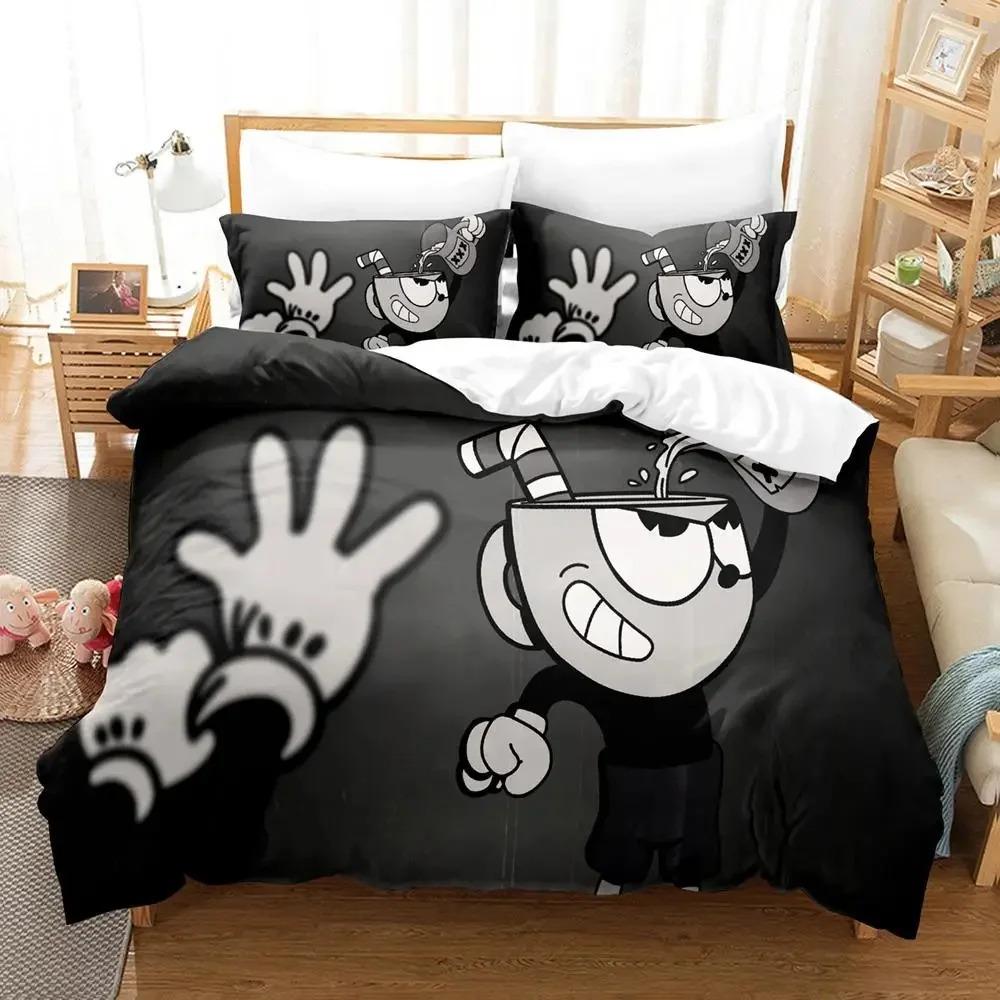 Anime Cuphead Mugman Bedding Set Boys Girls Twin Queen Size Duvet Cover Pillowcase Bed Kids Adult Fashion Home Textileextile