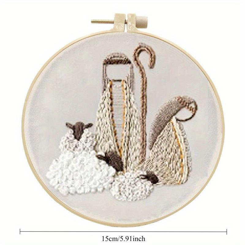 1Pc Retro Embroidery DIY Material Pack + 5.91 Inch Anti-bamboo Embroidery Frame Set DIY Christmas Series Embroidery