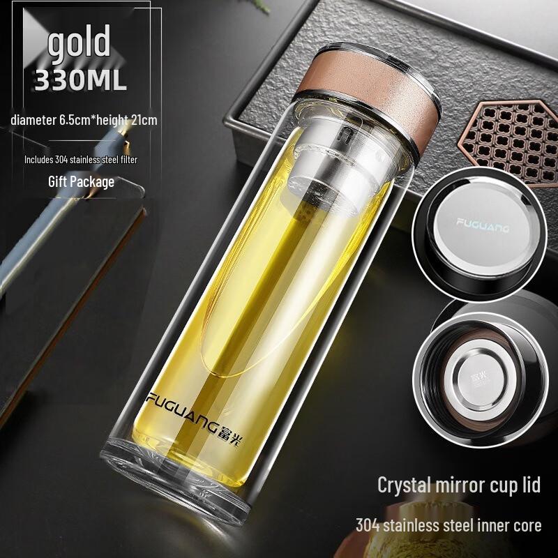 Fuguang Crystal Double-Wall Tea Infuser Glass