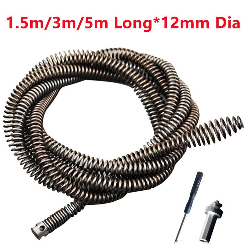 Spring Kitchen Toilet Pipe Dredge with Connector 1.5/3/5 Meter Drain Cleaner Sewer Sink Basin Clog Remover Cleaning Tool 3mm