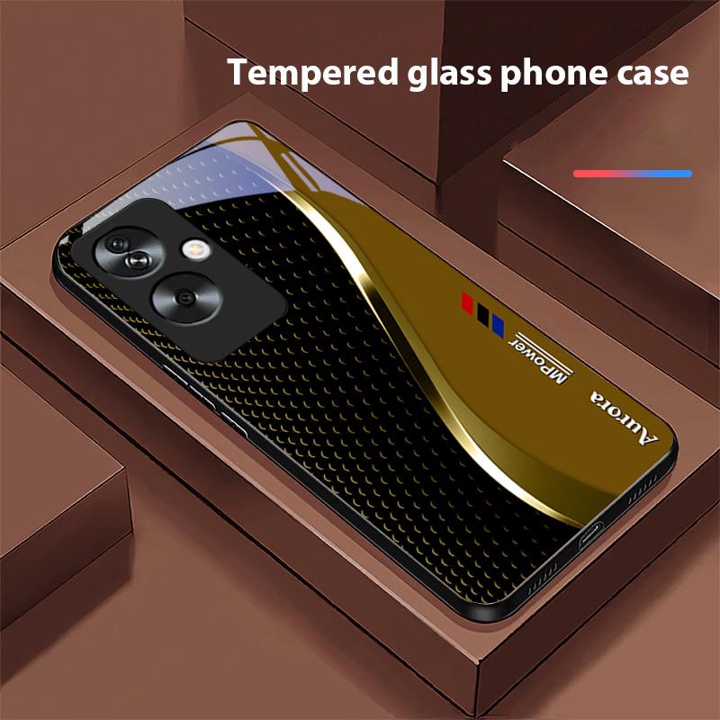 

Creative Curve Double For Oppo A79 5G 58 78 74 60 4G Reno 11F Realme GT 6 11 Note 50 10 C55 X2 Tempered Glass Black Phone Case For Reno 11 Pro 5G