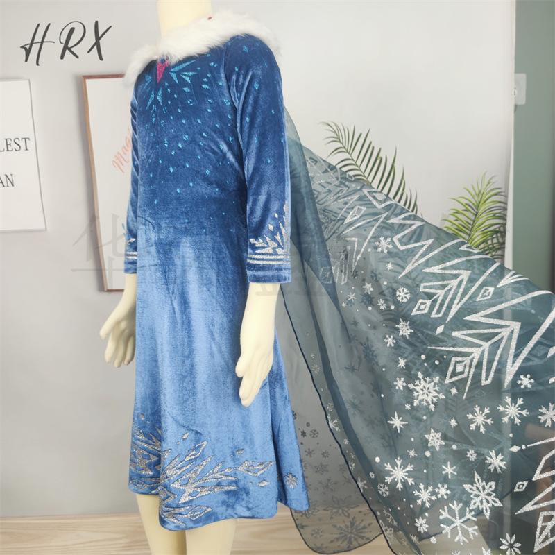 Vestito da Principessa Elsa Costume Cosplay Frozen Outfit per Gioco di Ruolo Bambini Vestito Invernale per Bambine Spesso con Fodera in Pile