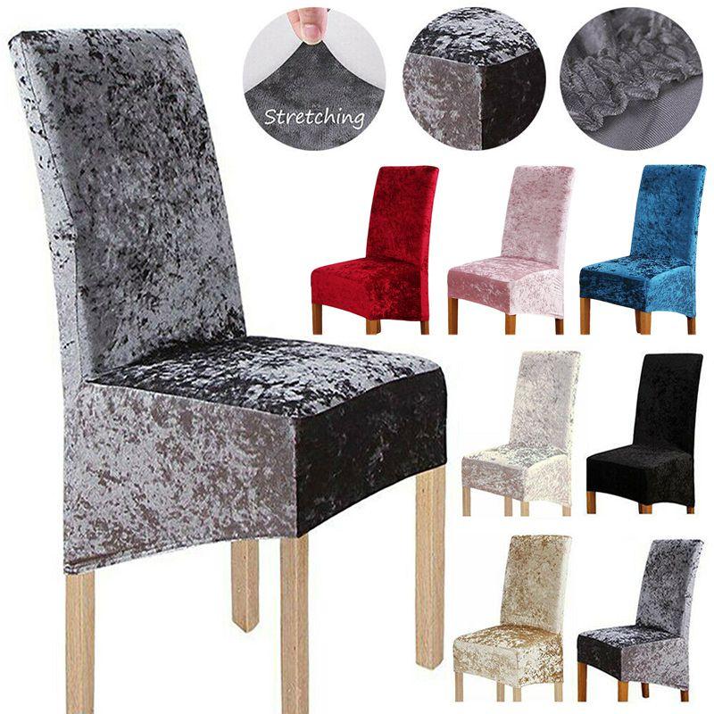 Stylish Crushed Velvet Dining Chair Covers With Secure Fit And Quick Recovery Stretch