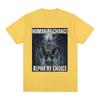 Human By Chance Alpha By Choice Wolf Funny Meme T Shirts Men's Casual Cotton Vintage Short Sleeve Oversized T-shirts Streetwear