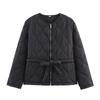 Womens Warm Puffer Coat With Zipper Loose Fit Long Sleeve Quilted Cotton Jacket Winter