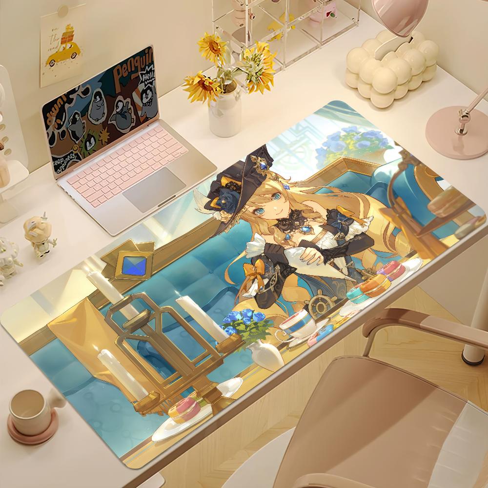Game Genshin lmpact Navia Caspar Mouse Pad Nonslip Thickened MousePad Large Writing Lockedge Office Student Gaming Cushion 800x400x2mm