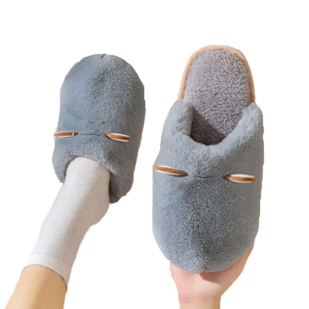 2025 new cotton slippers women's autumn and winter fluffy home slippers household thick-soled non-slip warm plush men's shoes