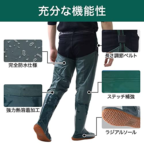 UPstore Waders, Fishing, Hip Waders, Stocking-Style, Waterproof Boots, Farm Work, Waterproof Pants, Radial Sole, Independent Left and Right Sides, Eas