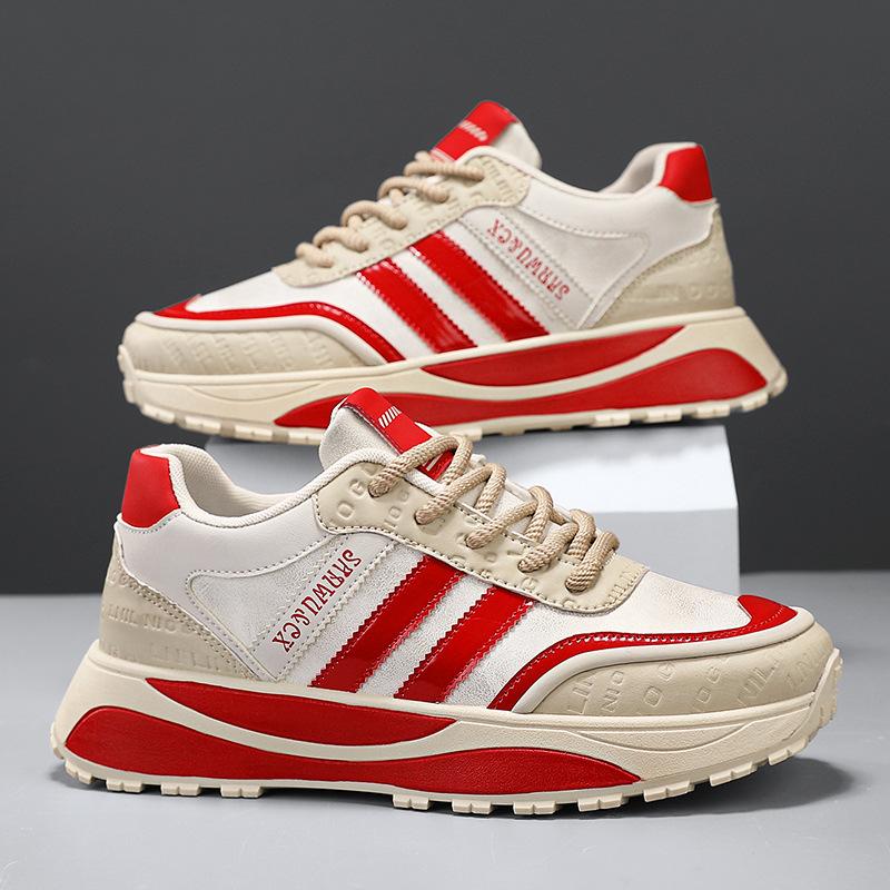 Trendy Brand Men's Shoes Winter New Leather Surface Comfortable Casual Soft Sole Fashion Three Bar Korean Version of Dad Shoes