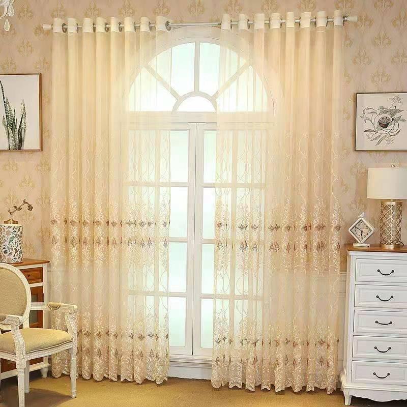 Scandinavian Embroidery Window Screen Bedroom Living Room Balcony Finished Translucent Window Screen Perforated Home Curtains