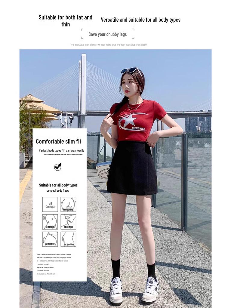 Women's Irregular High-Waist A-Line Skirt - Spring/Summer 2025 Bodycon Style, Anti-Exposure, Professional Casual Wear