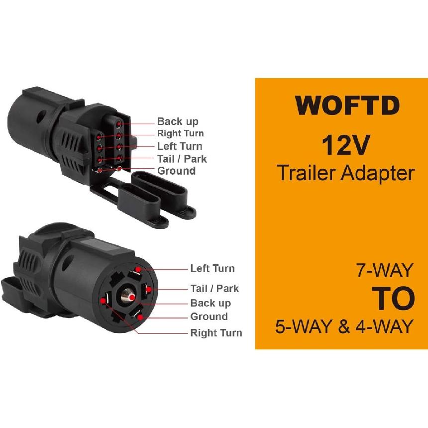 Trailer Plug Adapter 7- 4&5Pin Round to 4 and 5 Flat Blade Trailer Connector