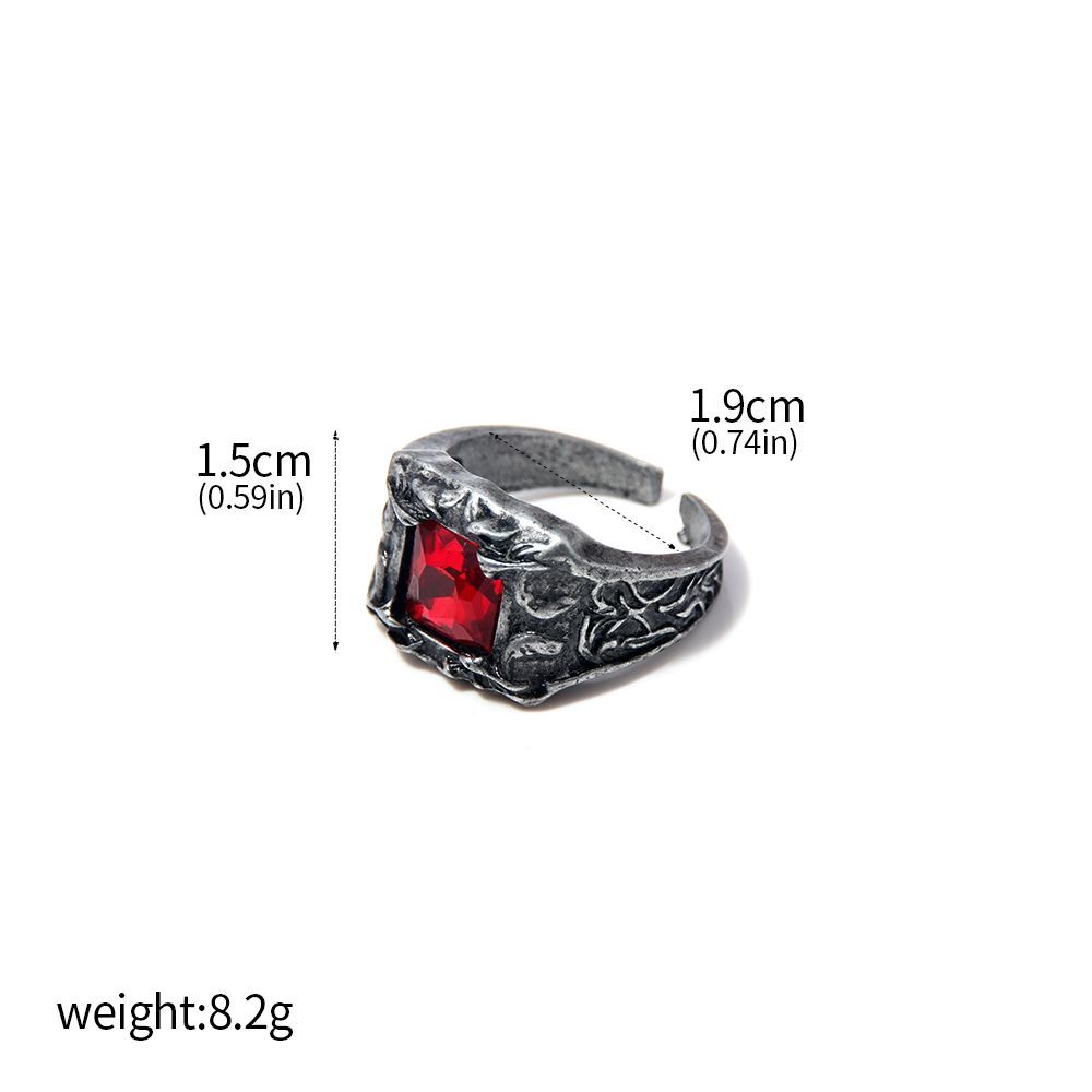 Game Dark Souls Ring Black Red Sapphire Vintage Style Ring Adjustable Metal Rings For Women Men Cosplay Jewelry Accessories Gift
