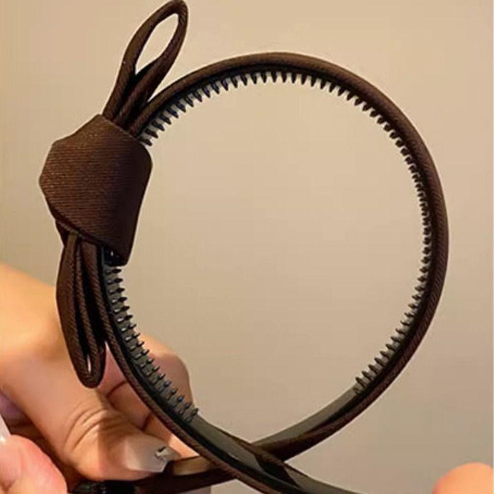 Solid Color Korean Hair Hoop Anti-slip Bow Hair Bands Sweet Bowknot Headband  Female/Girls