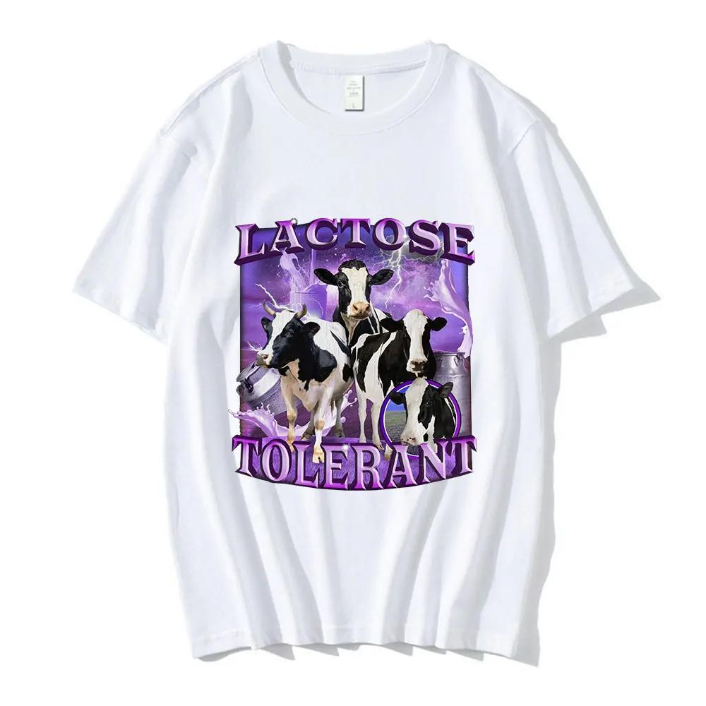 Lactose tolerance funny face T-shirtwomens vintage stylish short sleeve T-shirt casual comfortable loose fit T-shirt