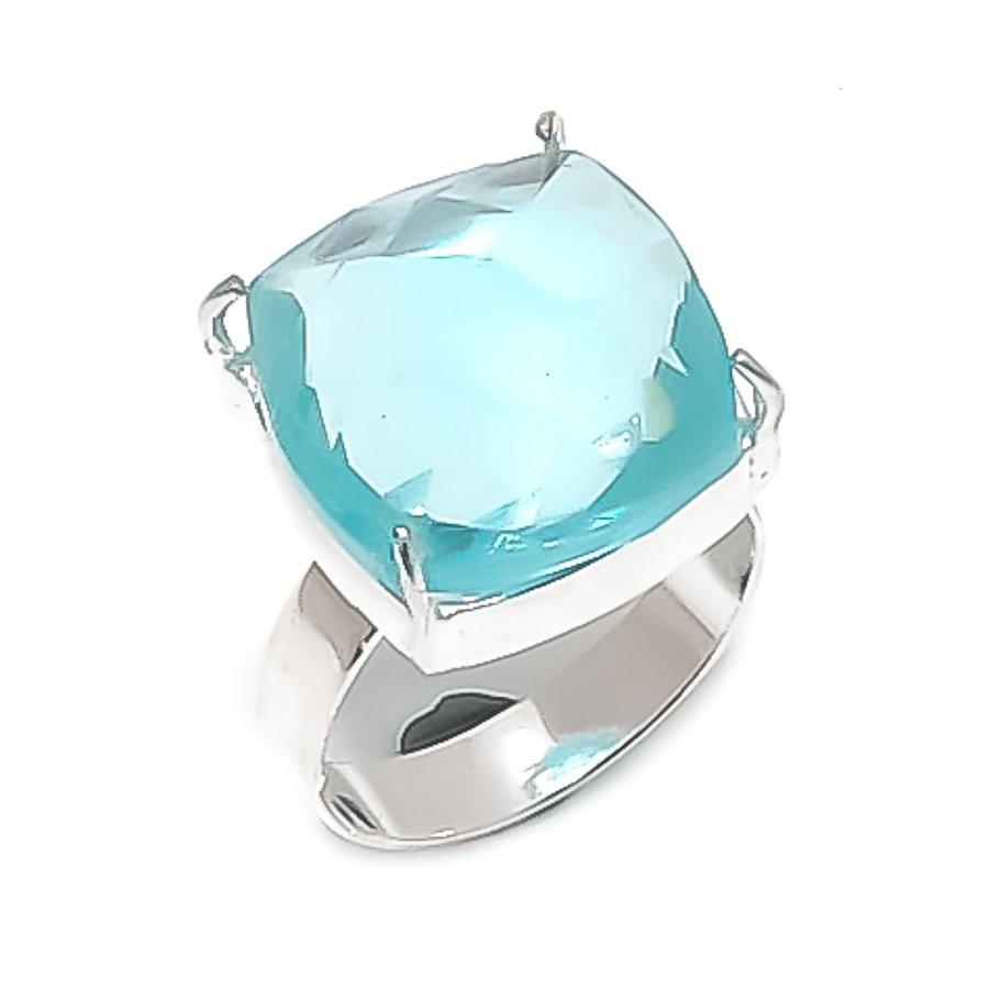 Swiss Blue Topaz Gemstone 925 Sterling Silver Jewelry Ring Size 8