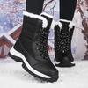 Winter Waterproof Women's Black Long Boots: Cold-Proof, Plus-Size, Thick Velvet Lined for Outdoor Snow Wear