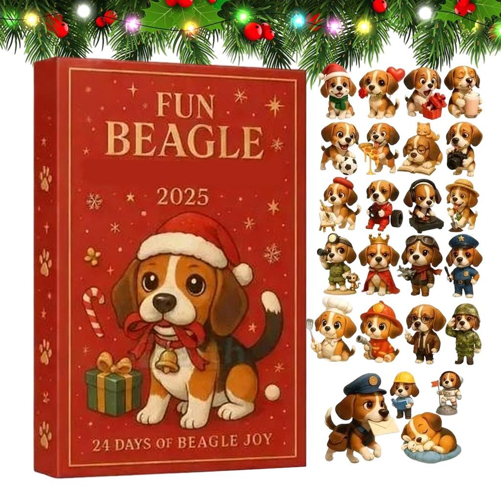 Cute Dog Advent Calendar 24 Days 2D Acrylic Christmas Countdown Decor for Car Rearview Mirror Classroom Stocking Stuffer Gift