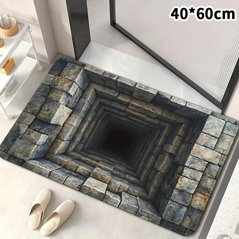 3D Visuelle Polyester Stoff Fußmatte für Haushalt Badezimmertür, Saugfähige und Rutschfeste Fußmatte, Pflegeleicht