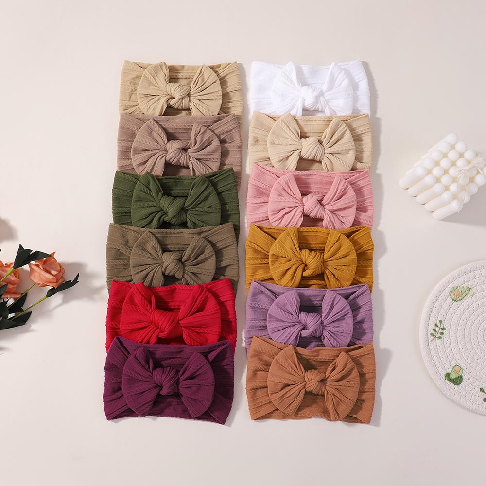 6/12pcs Lovely Cable Knit Baby Bows Headbands for Girls Elastic Knit Turban Hair Bands Soft Nylon Kids Headwear Hair Accessories