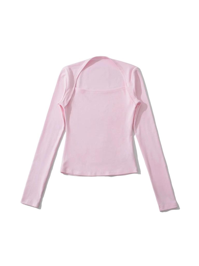 Hot Girl Square Neck Off-Shoulder Slimming Long Sleeve Top for Women