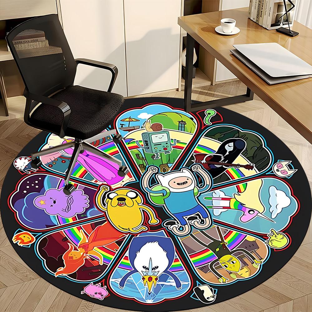 1pc Adventure-Time Chair Carpet for Office Non-Slip, Soft & Comfortable, Carpet for Office, Gaming, Lightweight Round Floor Mat Yy251021008