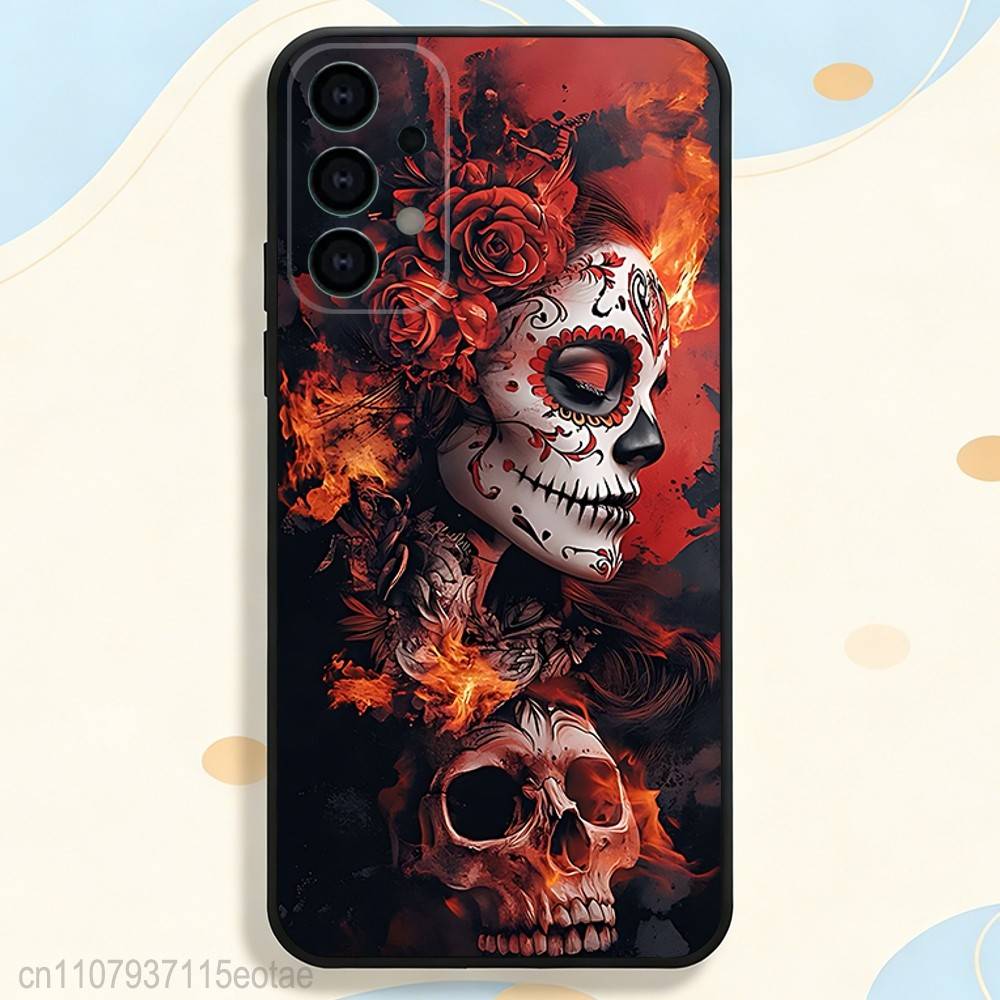 Day of the Dead Mexican Skull GIRL Case for Samsung Galaxy S21 S25 FE S24 S23 Ultra S20 S9 S22 Plus S10 TPU Cover
