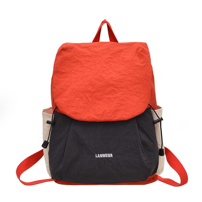 Schoolbag1011 New Splicing Contrasting Color Backpack Korean Version Drawstring Versatile Student Schoolbag Women's Anti-splashing Leisure Sports Bag