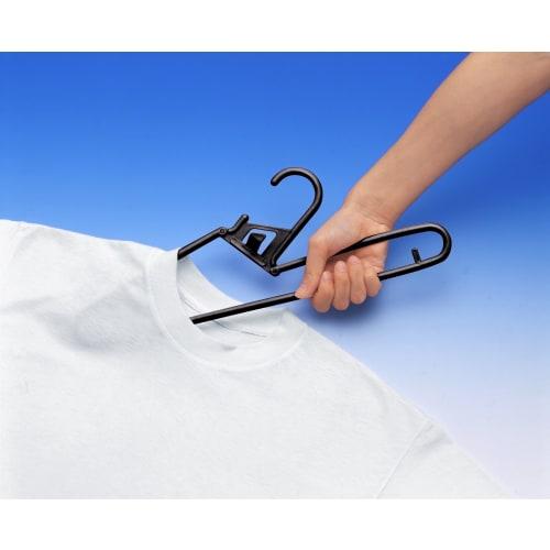 Sawafuji DIRECT Quick Hanger M-5P Black Clothes Hanger, 388mm Wide, Set of 5, Made in Japan, Fits Shirts, Slacks, and Pants, Slim Fit, Neckline Adjust