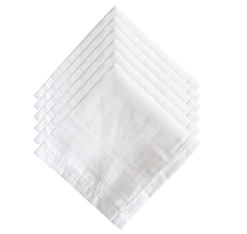 TreegoArt Fashion TreegoArt Soft Cotton Premium Collection Casual Style Handkerchiefs Hanky Set For Men - Pack Of 6 белый