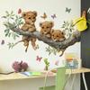 Cute Baby Lion On Branch Watercolor Jungle Animal Wall Stickers, Warm Decor for Kids Room Study Area Learning Corner Decoration