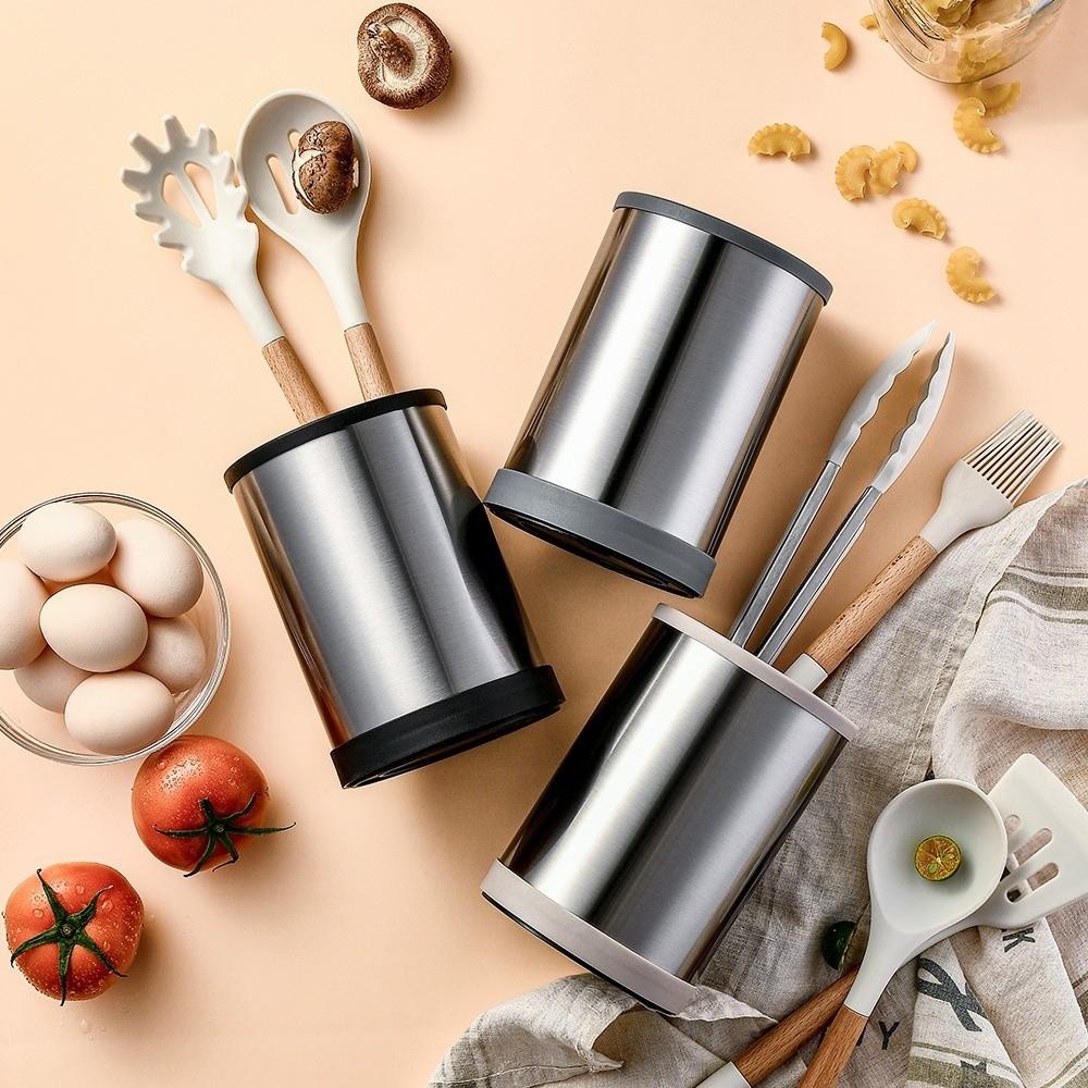 Rotatable Kitchen Utensils Holder Durable Cutlery Drainer Stand Cooking Tools Organizer  Desktop