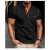 Mens Henry Collar Short Sleeve Pocket Casual Slim Fit T Shirt