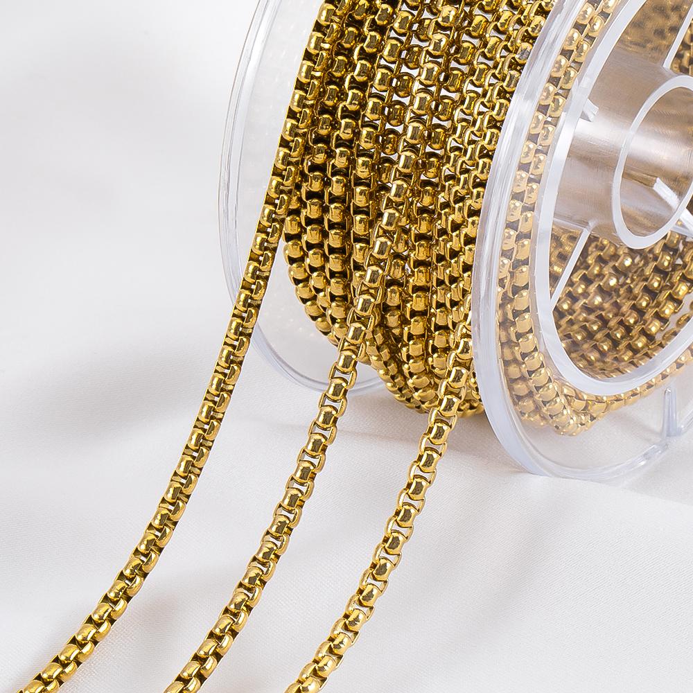 50cm 100cm Trend Square Box Chain Necklace Stainless Steel Basic Punk 2mm-5mm Thick Chains Jewelry Gift for Men Women Wholesale