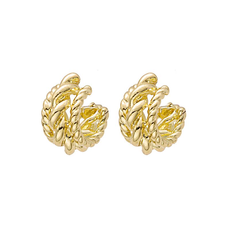 Personalized Texture C-Shaped Stud Earrings, Niche Design Semicircular Bump Fashion Earrings