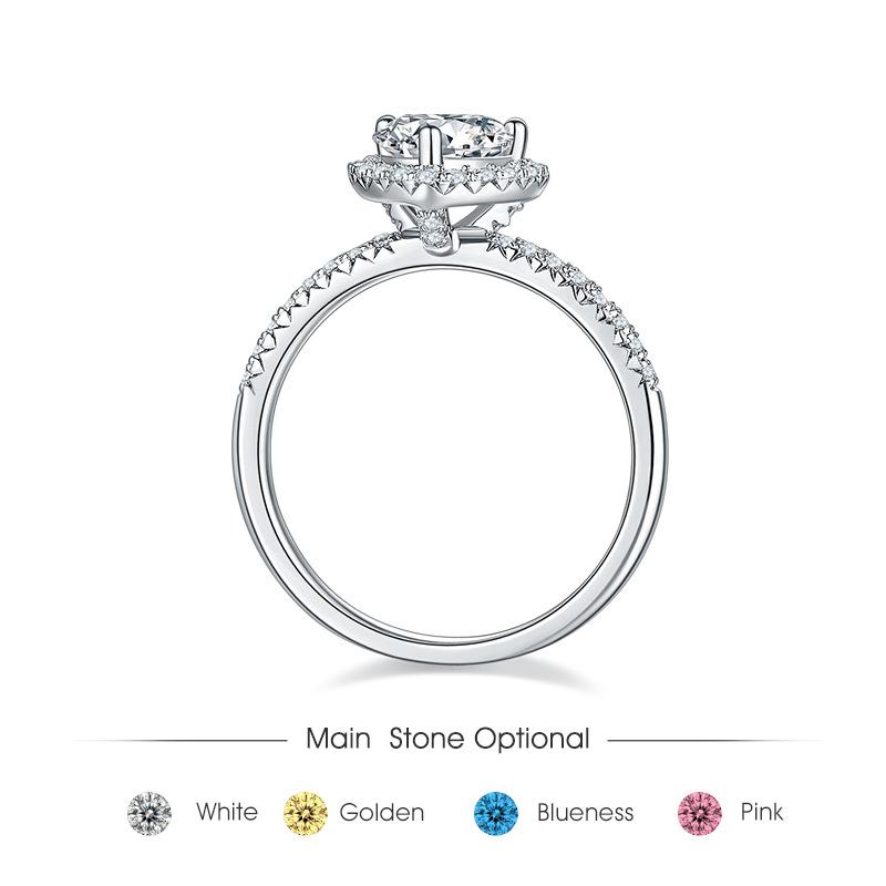 Heart Ring S925 Sterling Silver 1 Carat Moissanite Wedding Ring Mozzarella Ring