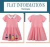 Classic Lotus Leaf Collar Girls' Spring/Summer Dress: Short Sleeve Jumpsuit with Stylish Animal Embroidery.