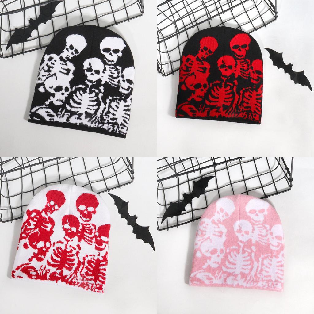 Fashionable Skull Design Knitted Cap With Warmth Function For Youth Urban Style