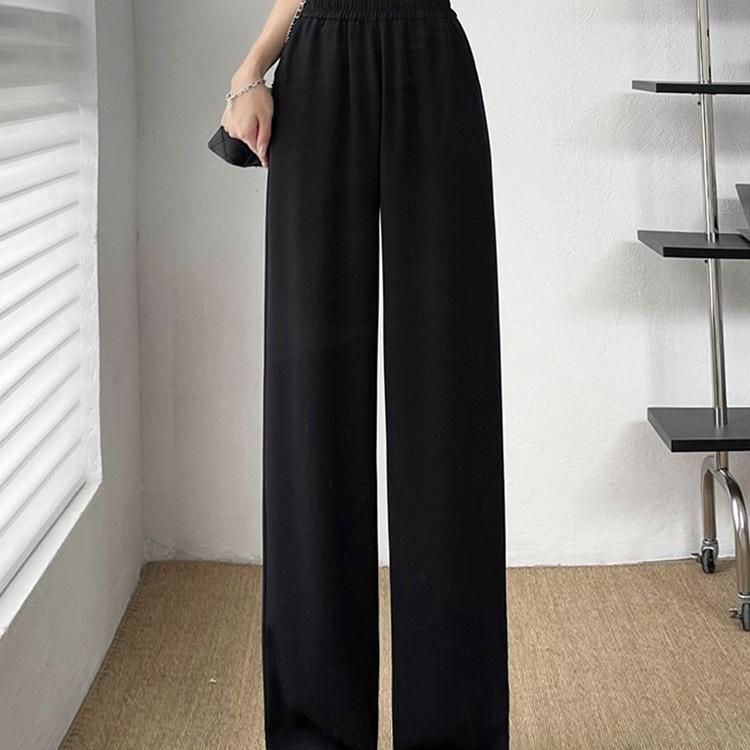 Summer wide-leg pants women's thin versatile high-waisted casual floor-mopping pants drape and thin straight suit pants