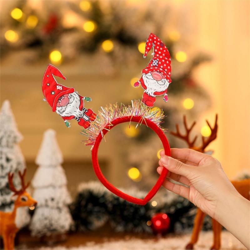 Santa/Snowman/Deer Headpiece Elastic Handmade Headband Plastic Christmas Tree Decoration For Holiday Event
