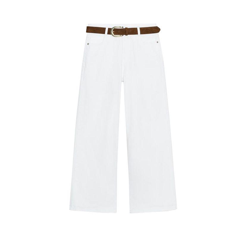 Summer New Women clothes French style Five-Pocket Design With Belt High Waist Wide Leg Denim Trousers 1889152